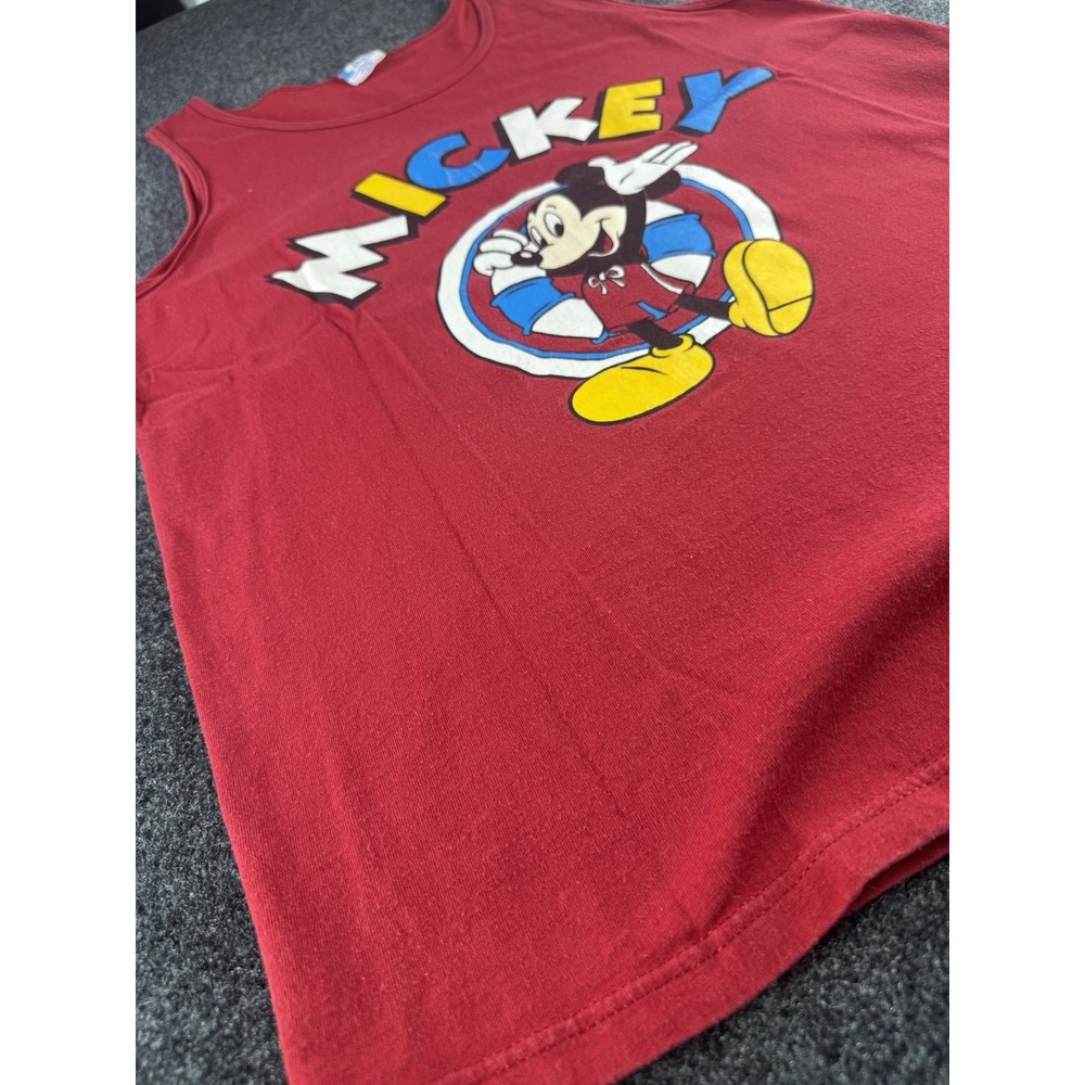 VTG Disney Mickey Mouse Tank Top USA Red Graphic Character Shirt L
